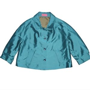 Lavia 18 Satin Crop Jacket Size M / 10 In Turquoise